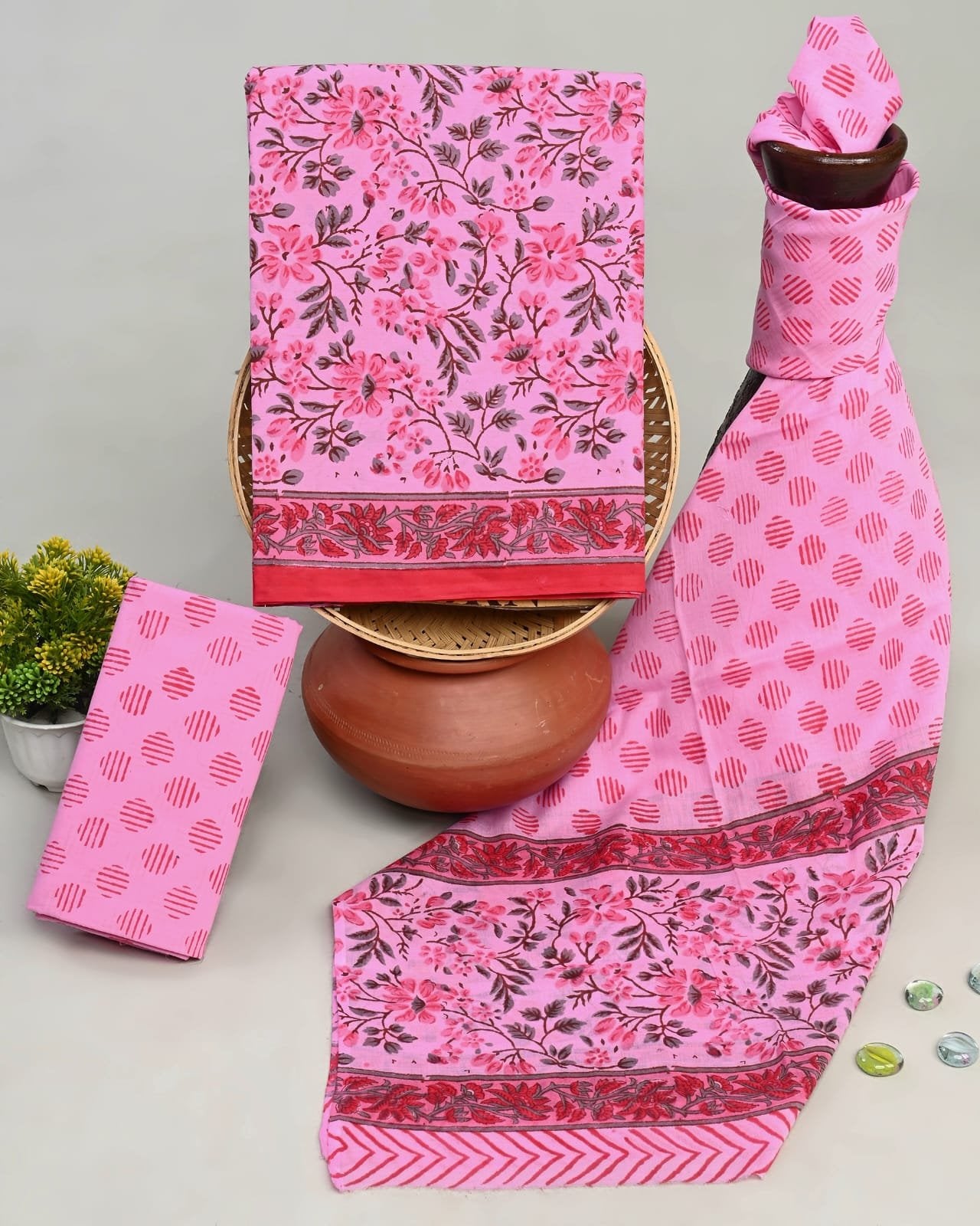 Dotted Dawn Hand Block Printed Suit Set