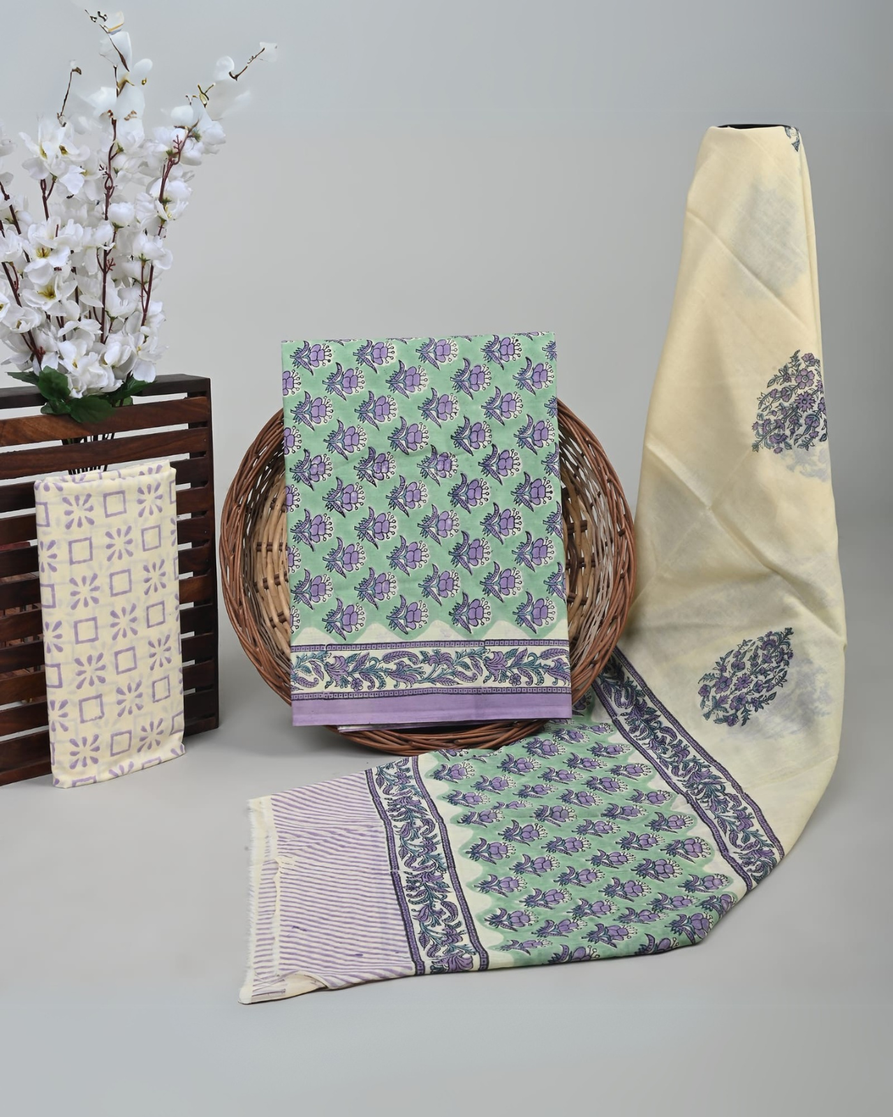 Meadow Hand Block Printed Suit Set