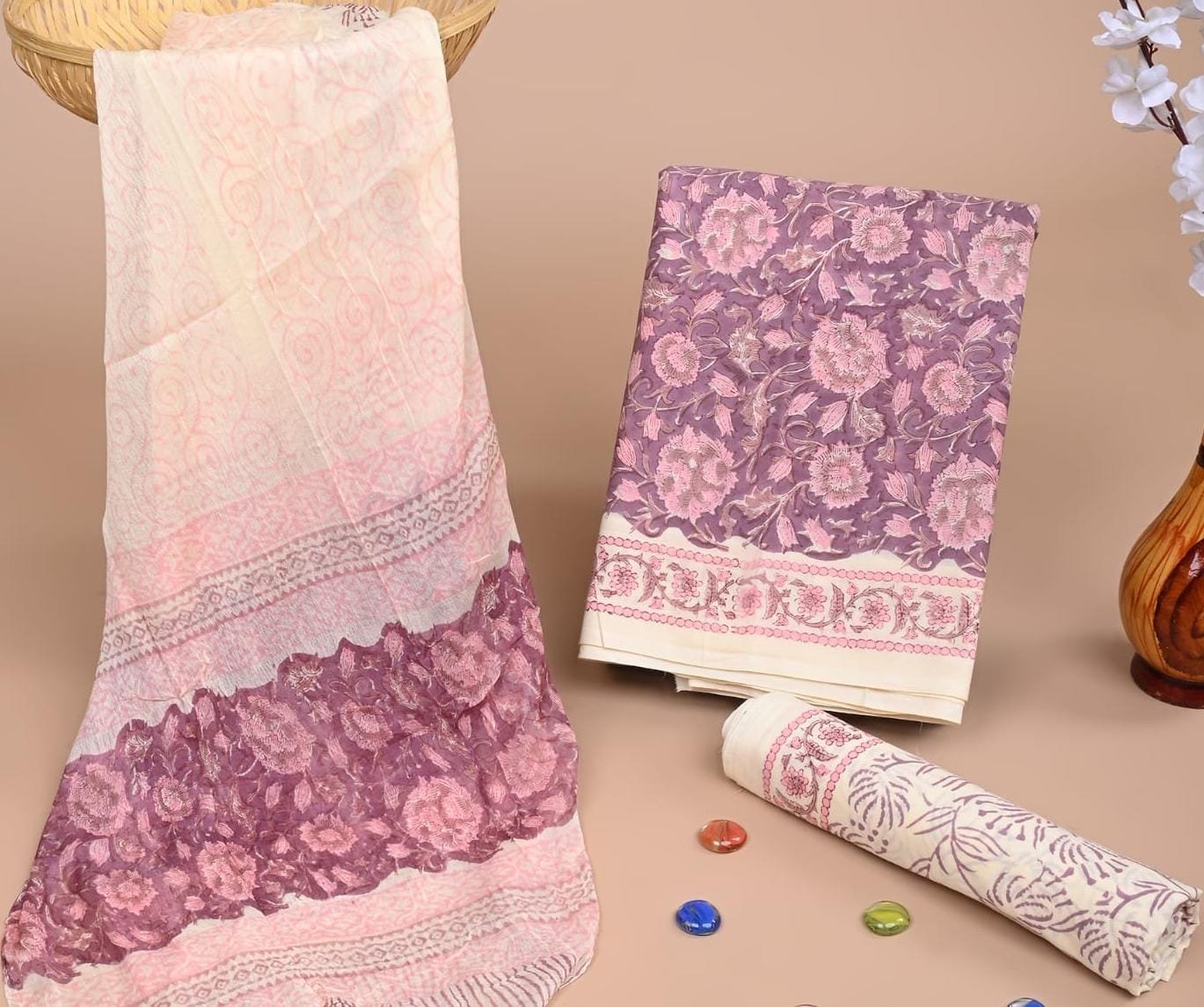 Violet Mist Hand Block Printed Suit Set