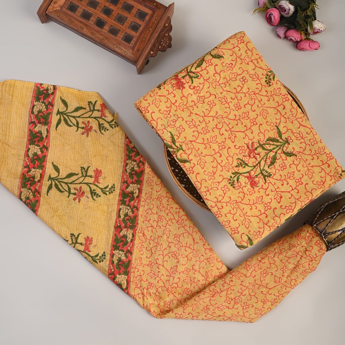Tivana Khadi Top And Dupatta Set