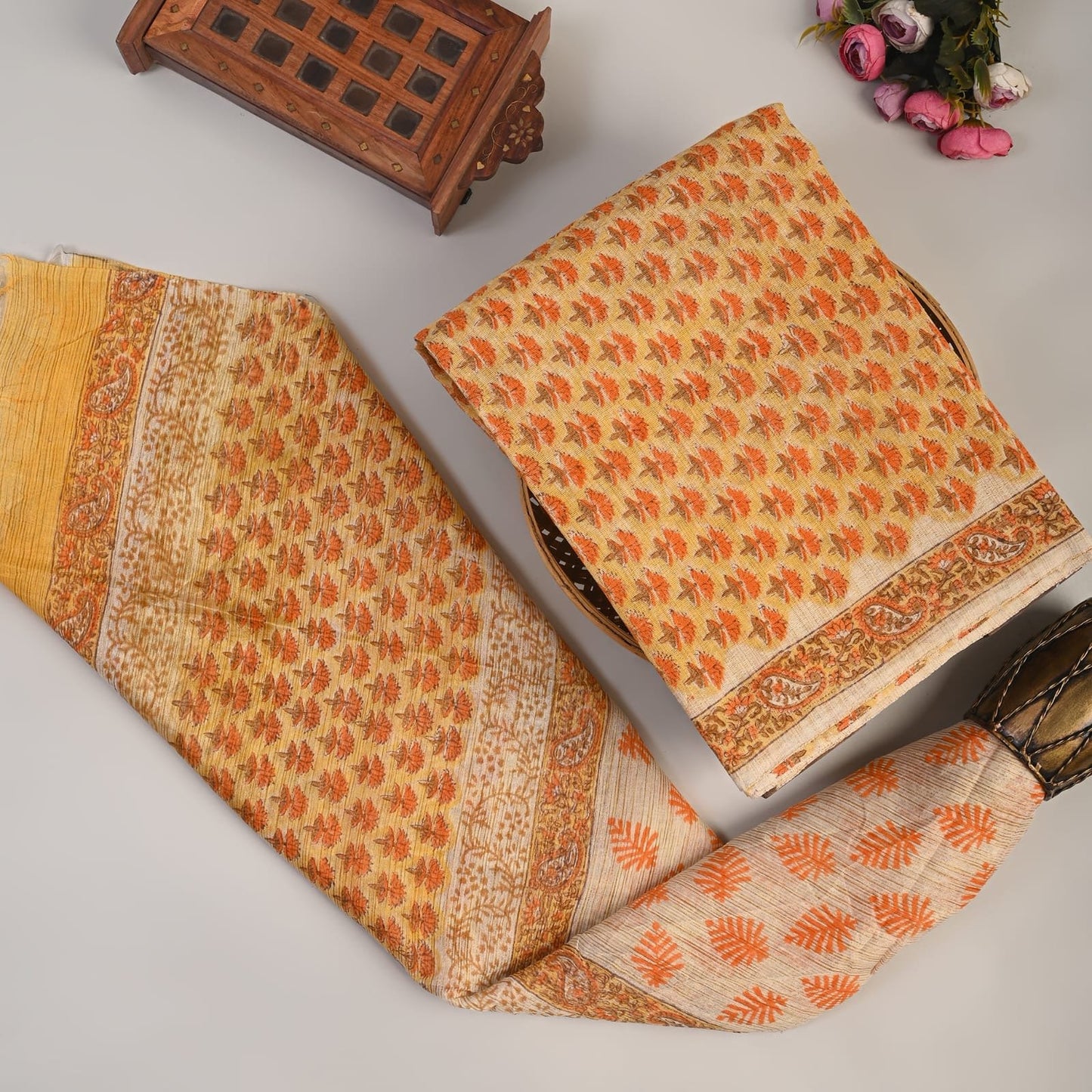 Sunkissed Khadi Top And Dupatta Set