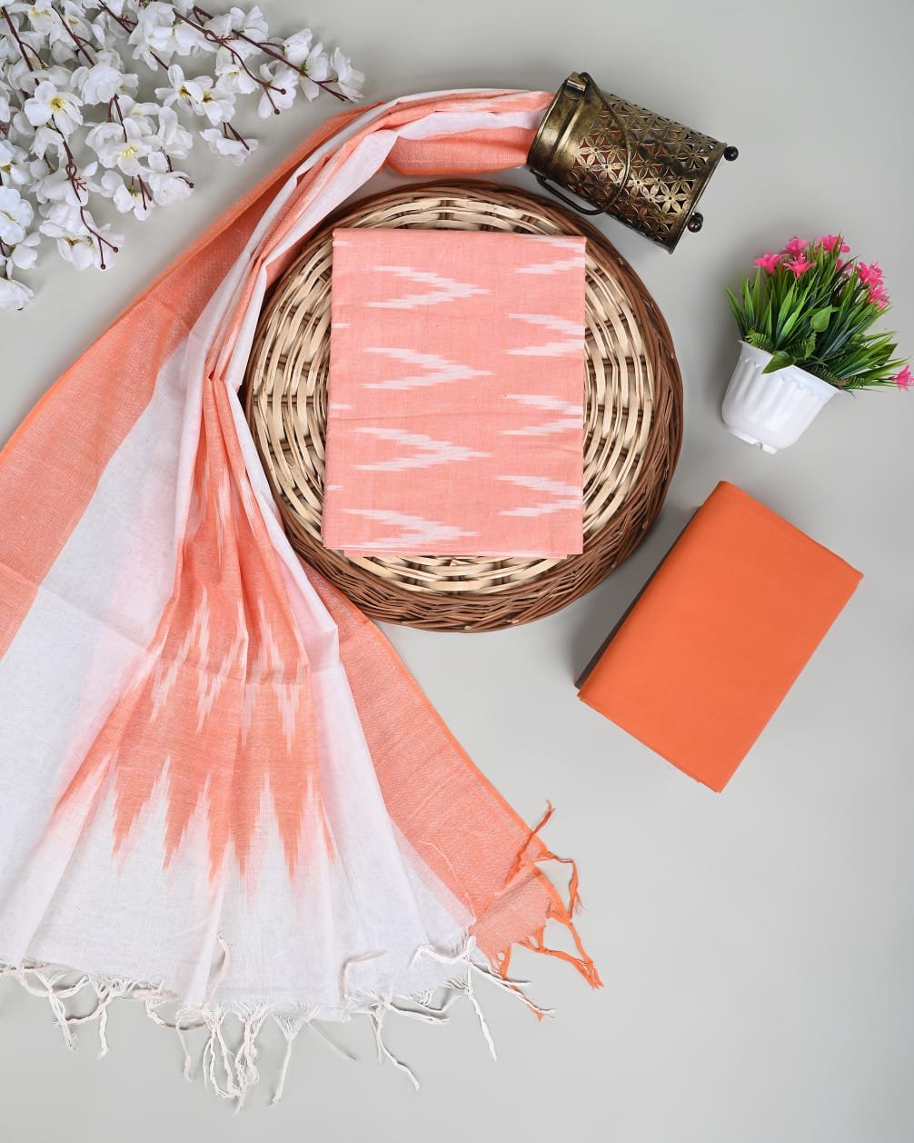 Apricot Ikkat Suit Set