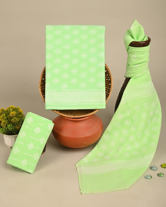 Lime Bloom Hand Block Printed Suit Set