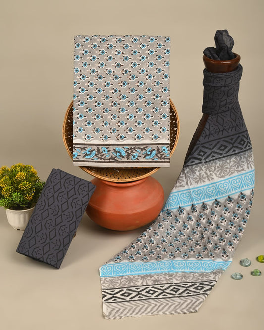Bluestone Hand Block Printed Suit Set