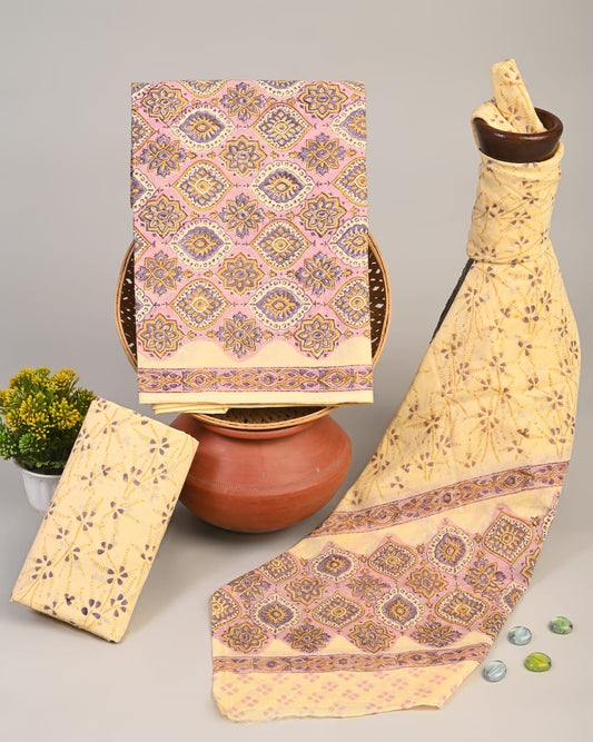 Zafran Hand Block Printed Suit Set