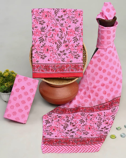 Dotted Dawn Hand Block Printed Suit Set