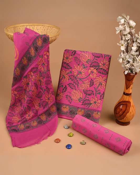 FuchsiaFlair Hand Block Printed Suit Set