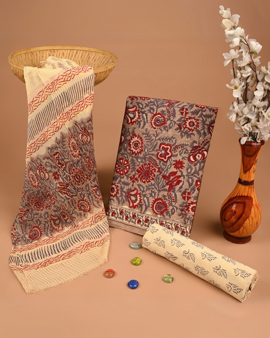 Saffronet Hand Block Printed Suit Set