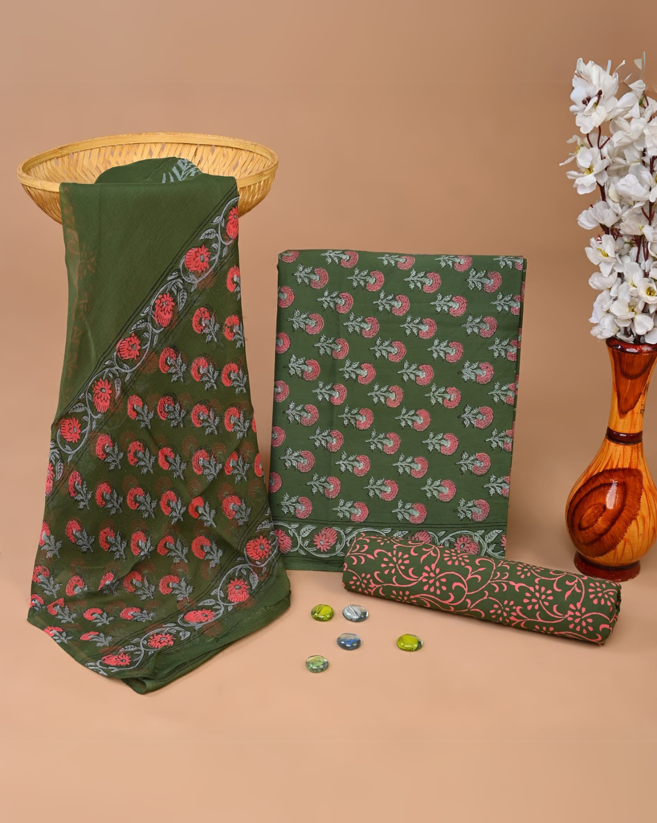 Evergreen Hand Block Printed Suit Set