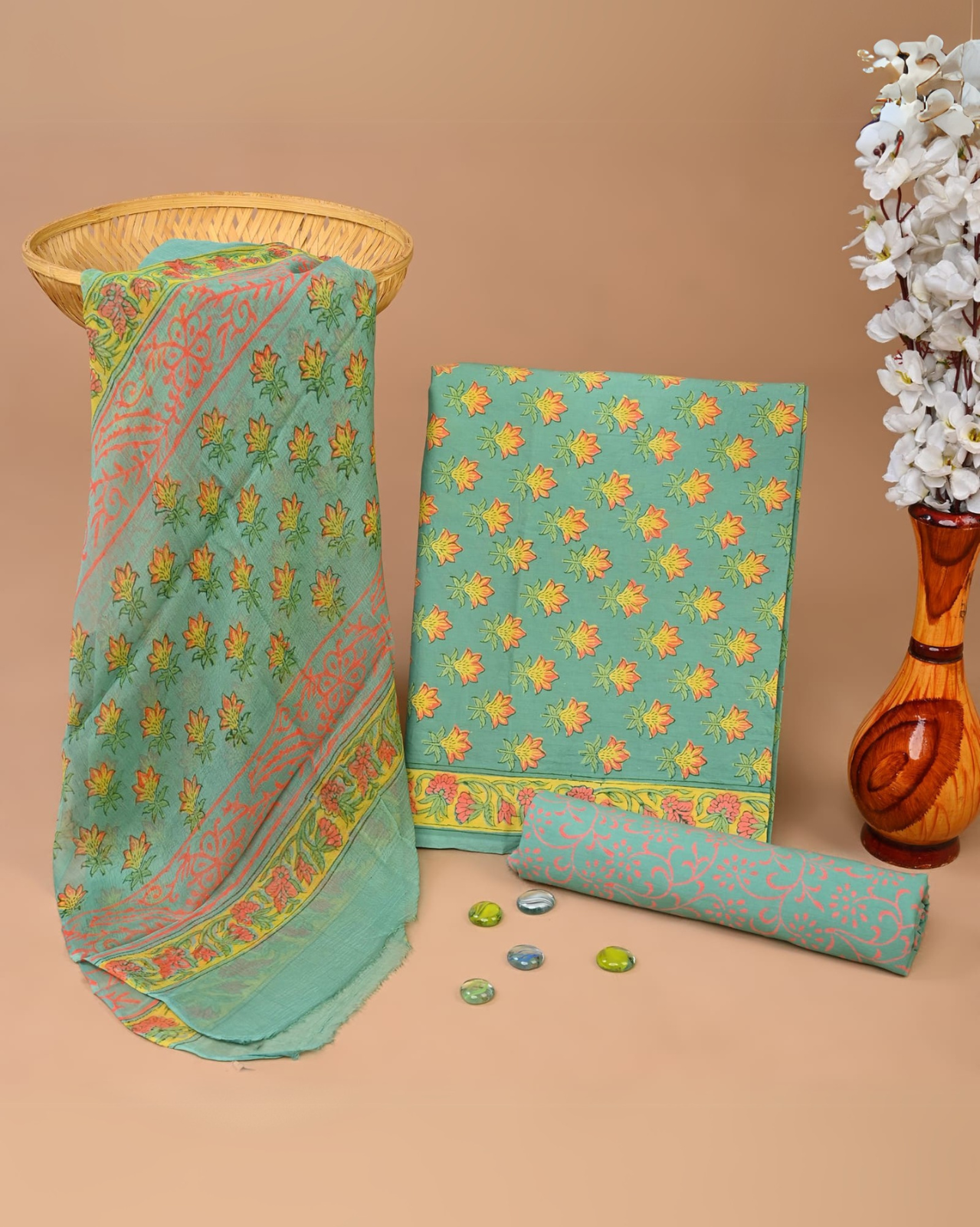 Verdant Hand Block Printed Suit Set