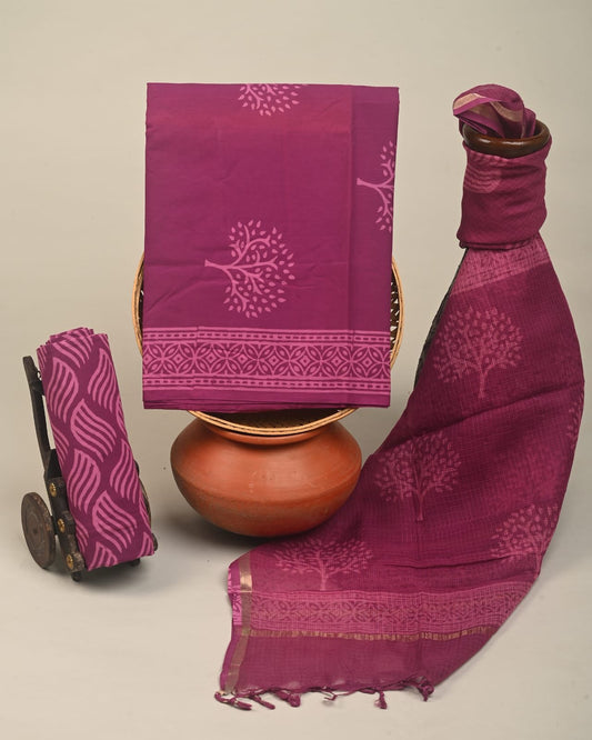 Berry Bliss Hand Block Printed Suit Set