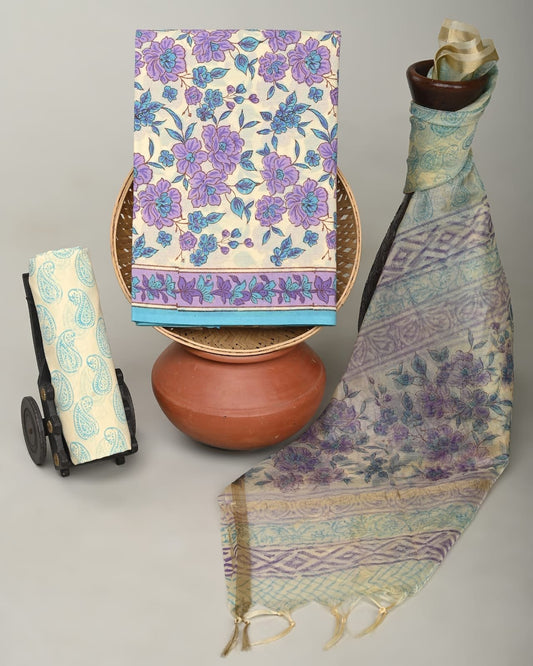 Saanjh Hand Brush Printed Suit Set