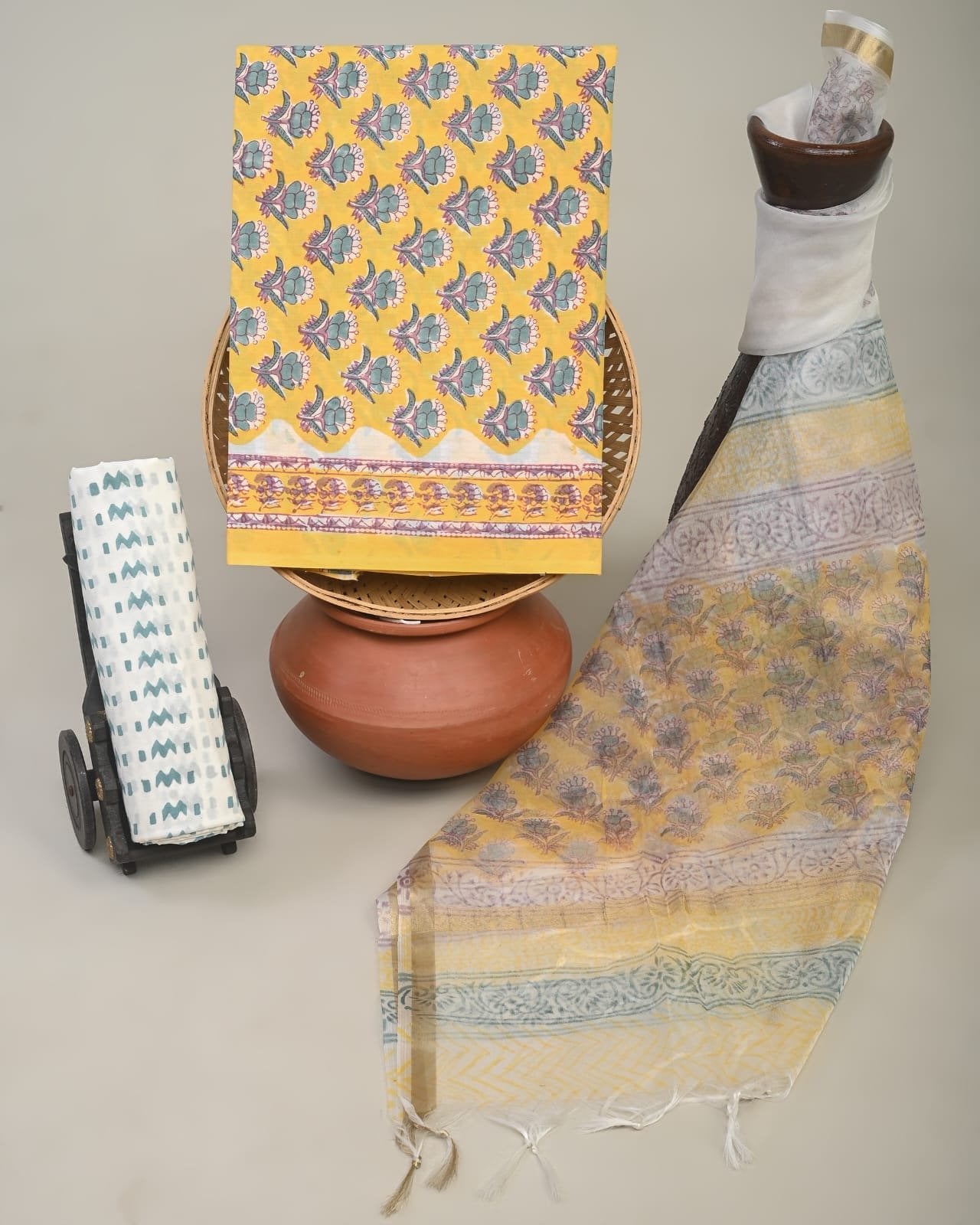 Ambrin Hand Brush Printed Suit Set