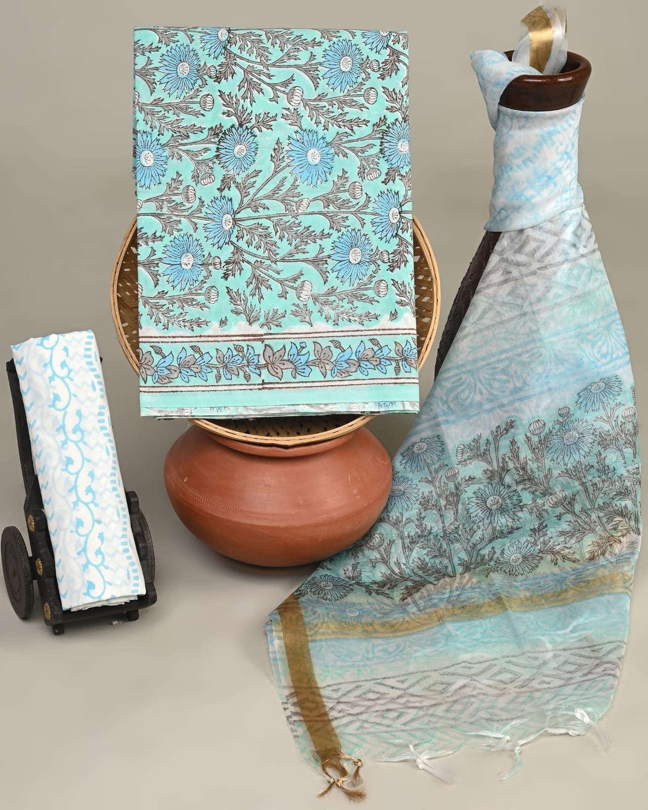 Zerra Hand Brush Printed Suit Set