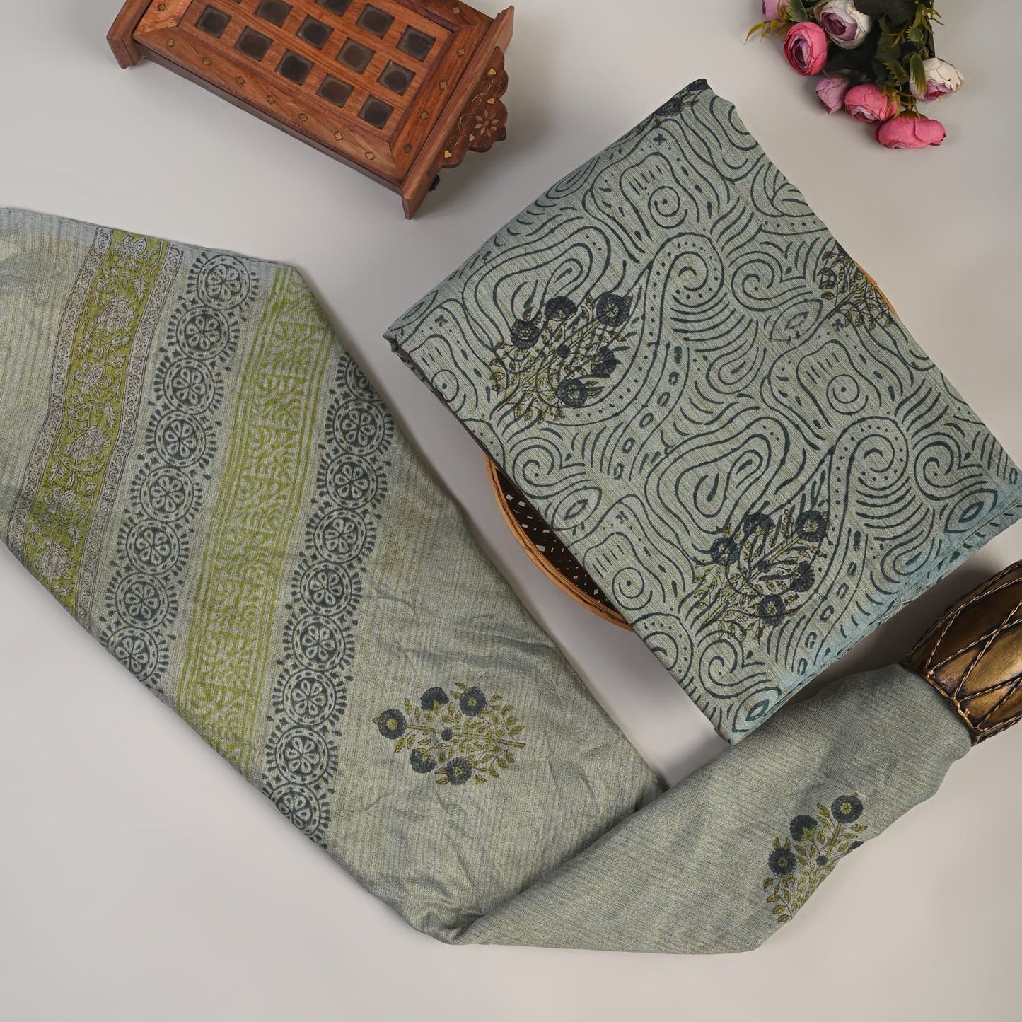 Aurelle Khadi Top And Dupatta Set