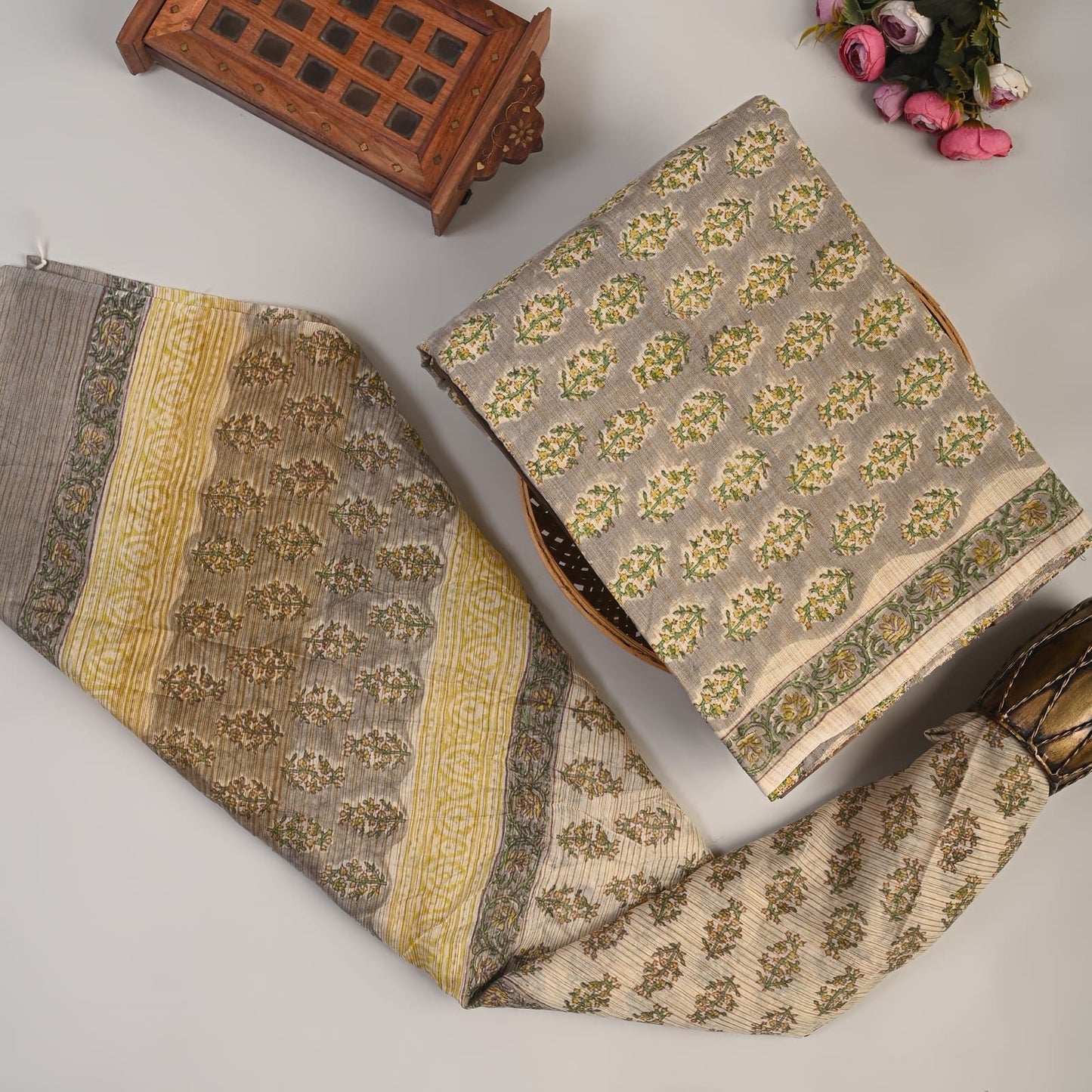 Honeyleaf Khadi Top And Dupatta Set